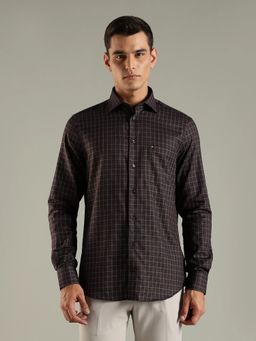 Tommy Hilfiger - Brown Checked Regular Fit Cotton Shirt