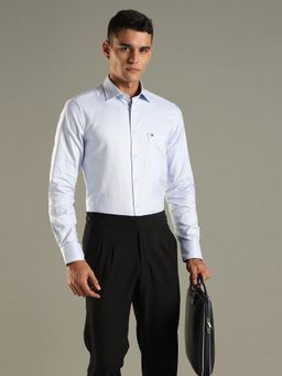 Tommy Hilfiger - Blue Self Design Regular Fit Cotton Shirt