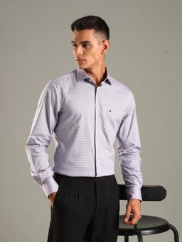 Tommy Hilfiger - Lavender Self Design Regular Fit Cotton Shirt