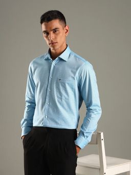 Tommy Hilfiger - Blue Self Design Regular Fit Cotton Shirt