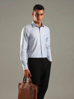 Tommy Hilfiger - Blue Striped Regular Fit Cotton Shirt