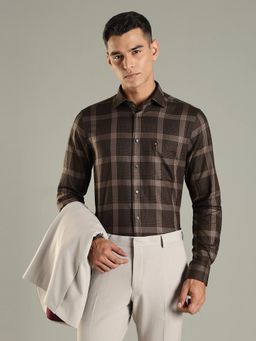 Tommy Hilfiger - Brown Checked Regular Fit Cotton Shirt