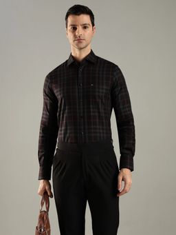 Tommy Hilfiger - Black Checked Regular Fit Cotton Shirt