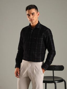 Tommy Hilfiger - Black Checked Regular Fit Cotton Shirt