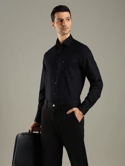 Tommy Hilfiger - Black Striped Regular Fit Wool Shirt