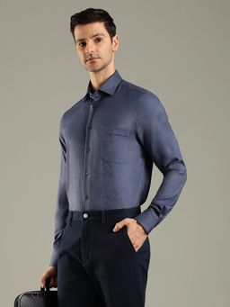 Tommy Hilfiger - Blue Self Design Regular Fit Wool Shirt