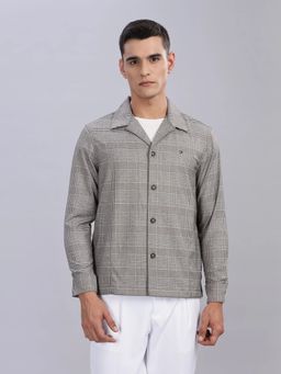Tommy Hilfiger - Grey Checked Relaxed Fit Polyester Shirt