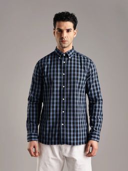Tommy Hilfiger - Navy Blue Checked Regular Fit Cotton Shirt