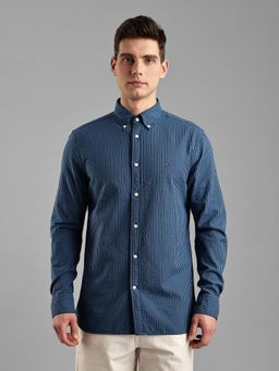 Tommy Hilfiger - Navy Blue Striped Regular Fit Cotton Shirt