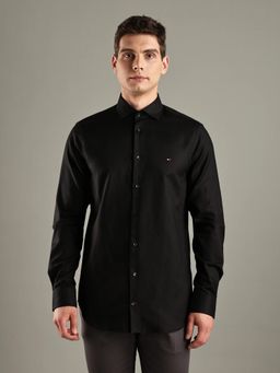 Tommy Hilfiger - Black Solid Slim Fit Cotton Shirt