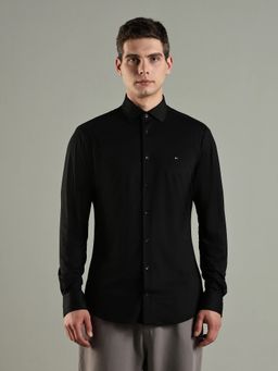 Tommy Hilfiger - Black Solid Slim Fit Nylon Shirt