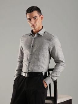 Tommy Hilfiger - Grey Self Design Regular Fit Linen Shirt