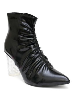 SHUZ TOUCH - Solid Black Transparent Block Heel Boots