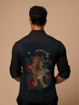 HE SPOKE - Black Printed Casual Shirt