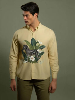 HE SPOKE - Cream Printed Casual Shirt
