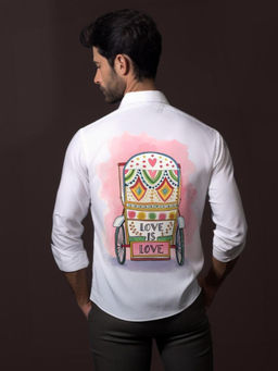 HE SPOKE - White Graphic Printed Casual Shirt