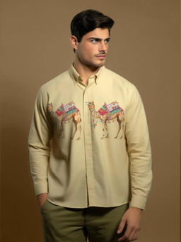 HE SPOKE - Cream Printed Casual Shirt