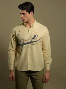 HE SPOKE - Cream Printed Casual Shirt