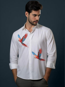 HE SPOKE - White Conversational Printed Casual Shirt