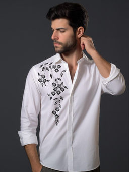 HE SPOKE - White Floral Printed Casual Shirt