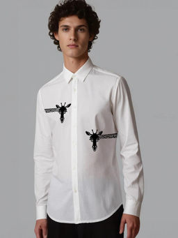 HE SPOKE - White Printed Casual Shirt