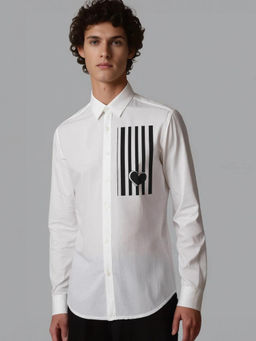 HE SPOKE - White Vertical Stripes Printed Casual Shirt