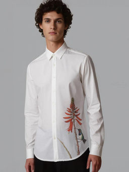 HE SPOKE - White Floral Printed Casual Shirt