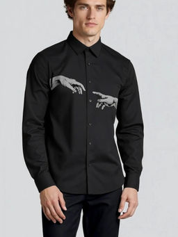 HE SPOKE - Black Conversational Printed Casual Shirt