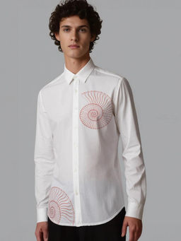 HE SPOKE - White Conversational Printed Casual Shirt
