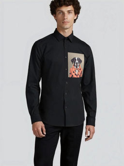 HE SPOKE - Black Printed Casual Shirt