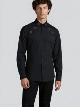 HE SPOKE - Black Floral Printed Casual Shirt