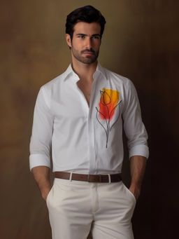 HE SPOKE - White Floral Printed Casual Shirt