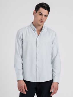 Red Tape - Mens Pastel Green Dobby Button Down Full Sleeve Striped Shirt