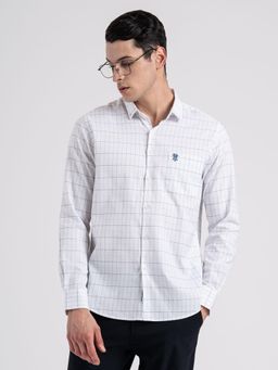 Red Tape - Mens White Check Cotton Polyester Button Down Full Sleeve Shirt
