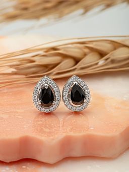 Silberry - 925 Sterling Silver Night Aura Pear Studs