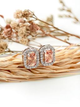 Silberry - 925 Sterling Silver Champagne Crystal Studs