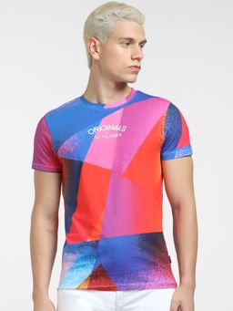 Jack & Jones - Blue Printed Crew Neck T-shirt