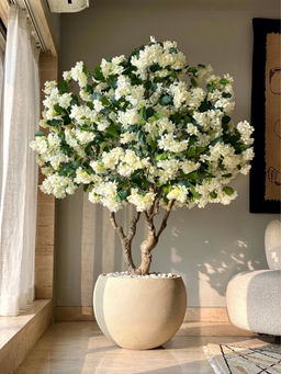 Mason Home - Artificial White Blossom Plant - 6 Feet (With Pot)