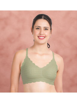 Shyaway - Jade sheen Green Scallop Neckline And Under band Padded T-Shirt Bra