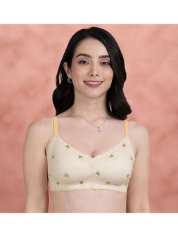 Shyaway - Light Yellow Pineapple Printed Lace T-Shirt Bra