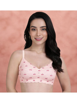 Shyaway - Soft Pink Cherry Printed Lace T-Shirt Bra