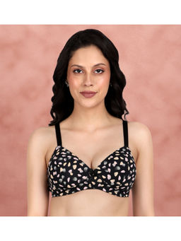 Shyaway - Taabu Black Printed Padded Wire free T-Shirt Bra