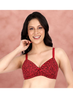 Shyaway - Taabu Savvy Red Printed Padded Wire free T-Shirt Bra