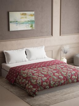 Ddecor Live Beautiful - Ddecor 300 GSM Ethnic, 136 TC, Double Reversible Winter Quilt Red (Queen)