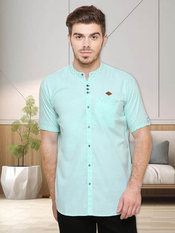 KUONS AVENUE - Green Solid Slim Fit Shirt