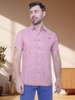 KUONS AVENUE - Pink Solid Slim Fit Shirt
