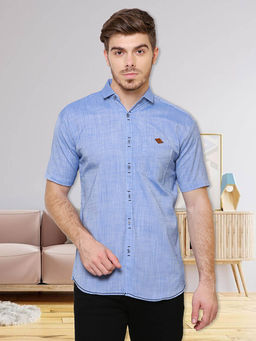 KUONS AVENUE - Blue Solid Slim Fit Shirt