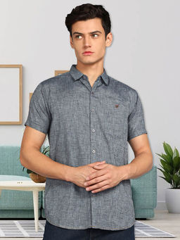 KUONS AVENUE - Grey Solid Slim Fit Shirt