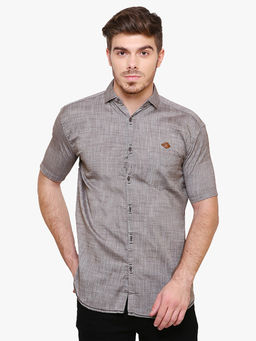 KUONS AVENUE - Brown Solid Slim Fit Shirt