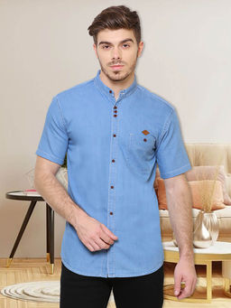 KUONS AVENUE - Blue Solid Slim Fit Shirt